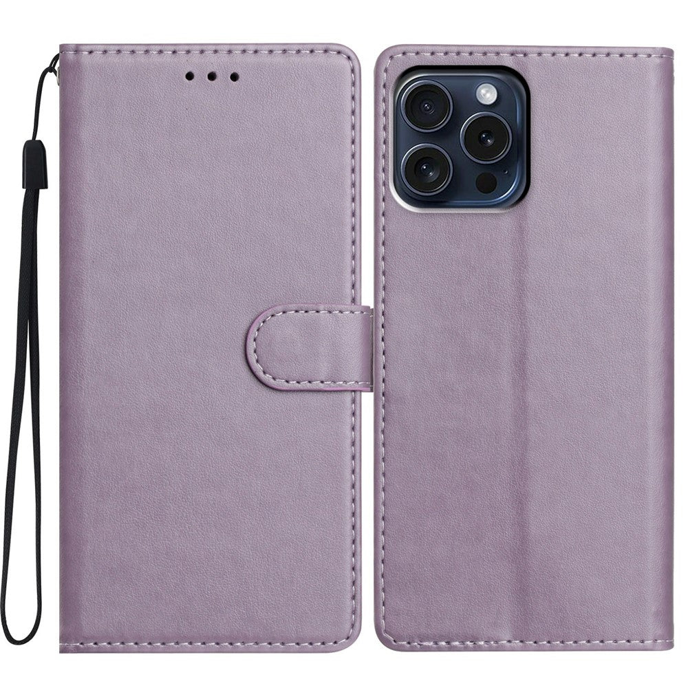 For iPhone 14 Pro Leather Phone Case Wallet Stand Cover with Handy Strap