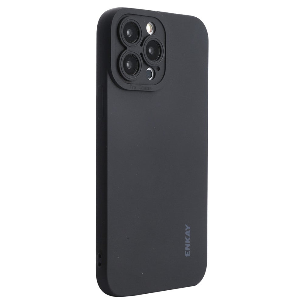 ENKAY HAT PRINCE For iPhone 14 Pro Max Camera Lens Precise Cutout Liquid Silicone Case Solid Color Phone Protective Cover
