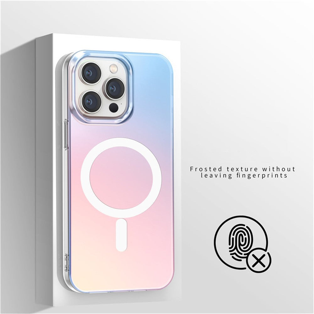 For iPhone 14 Pro Case Compatible with MagSafe Laser Gradient Effect TPU+PC Phone Cover