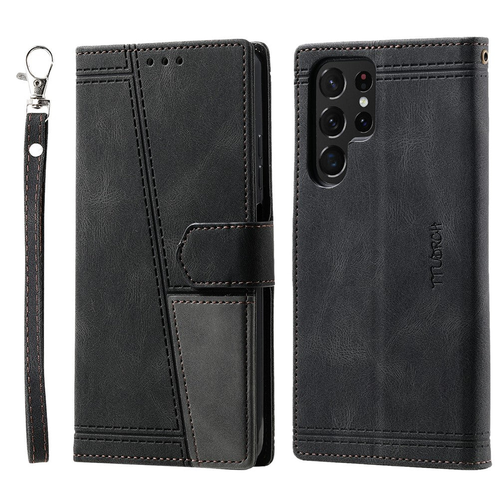 TTUDRCH Style 004 For Samsung Galaxy S25 Ultra Leather Case RFID Blocking Wallet Stand Phone Cover with Strap