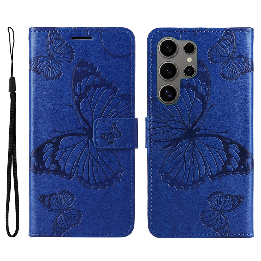 For Samsung Galaxy S25 Ultra Wallet Case Floral Butterfly Imprinted Leather Phone Cover Stand