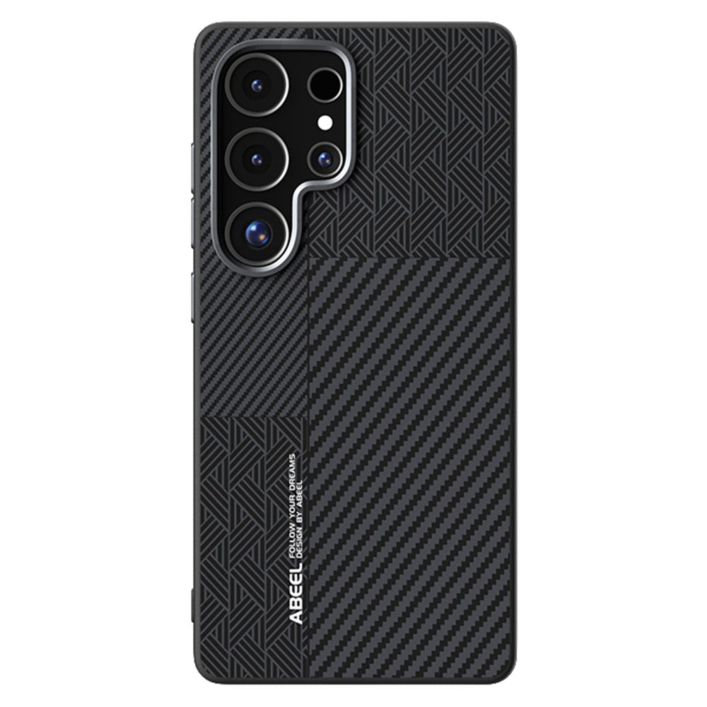 ABEEL For Samsung Galaxy S25 Ultra Magnetic Case PC + TPU + Aluminum Alloy + PU Leather Slim Phone Back Cover