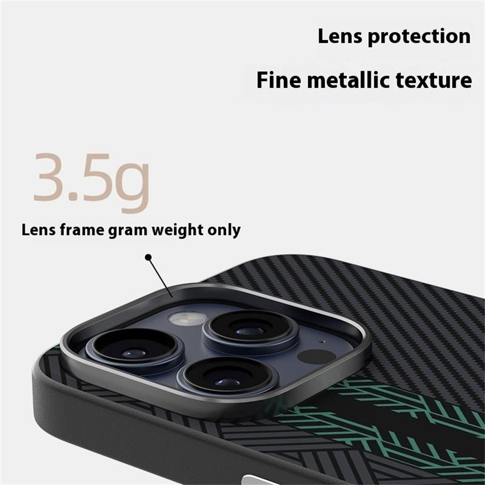 ABEEL For iPhone 14 Pro Case PC + TPU + Aluminum Alloy + PU Leather Slim Phone Back Cover Compatible with MagSafe