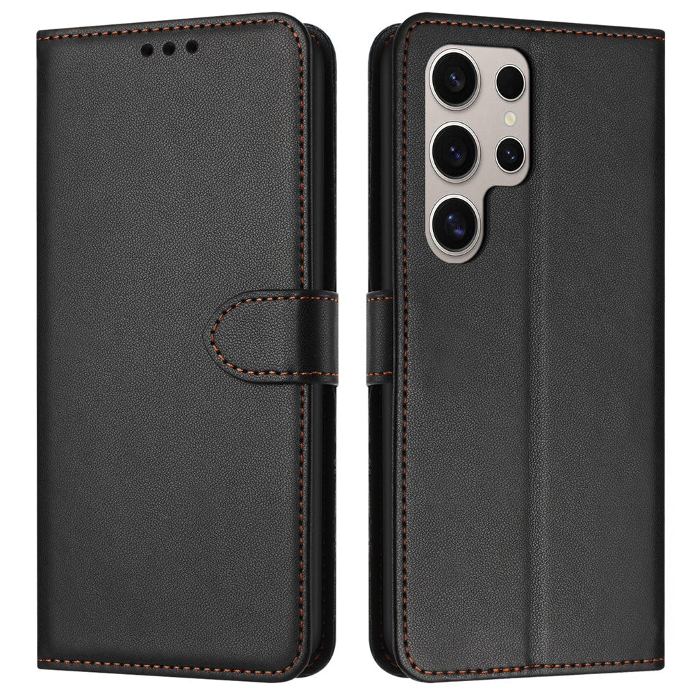 For Samsung Galaxy S25 Ultra Wallet Phone Case Leather Stand Cover with Strap
