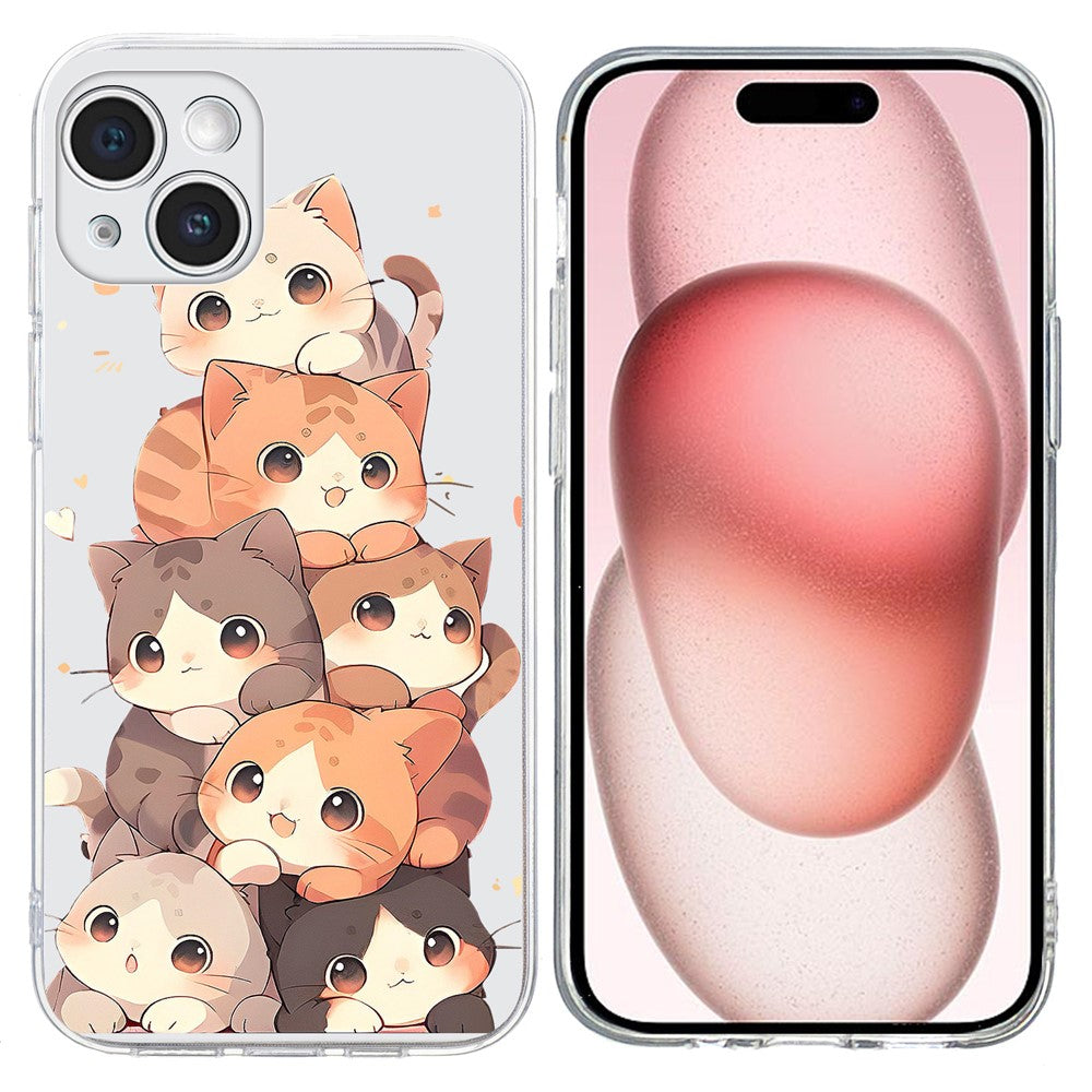 For iPhone 15 Plus Case Pattern Printing Shockproof Soft TPU Phone Cover