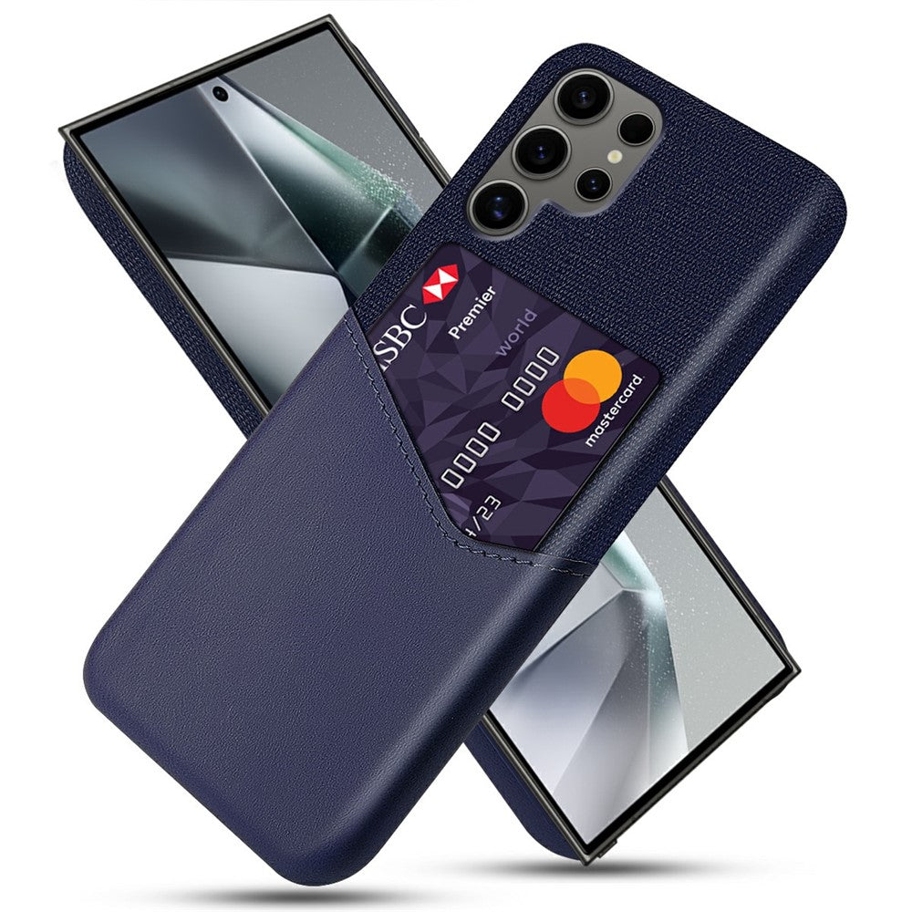 For Samsung Galaxy S25 Ultra Case PU Leather Card Slot Cloth Texture Hard PC Phone Cover