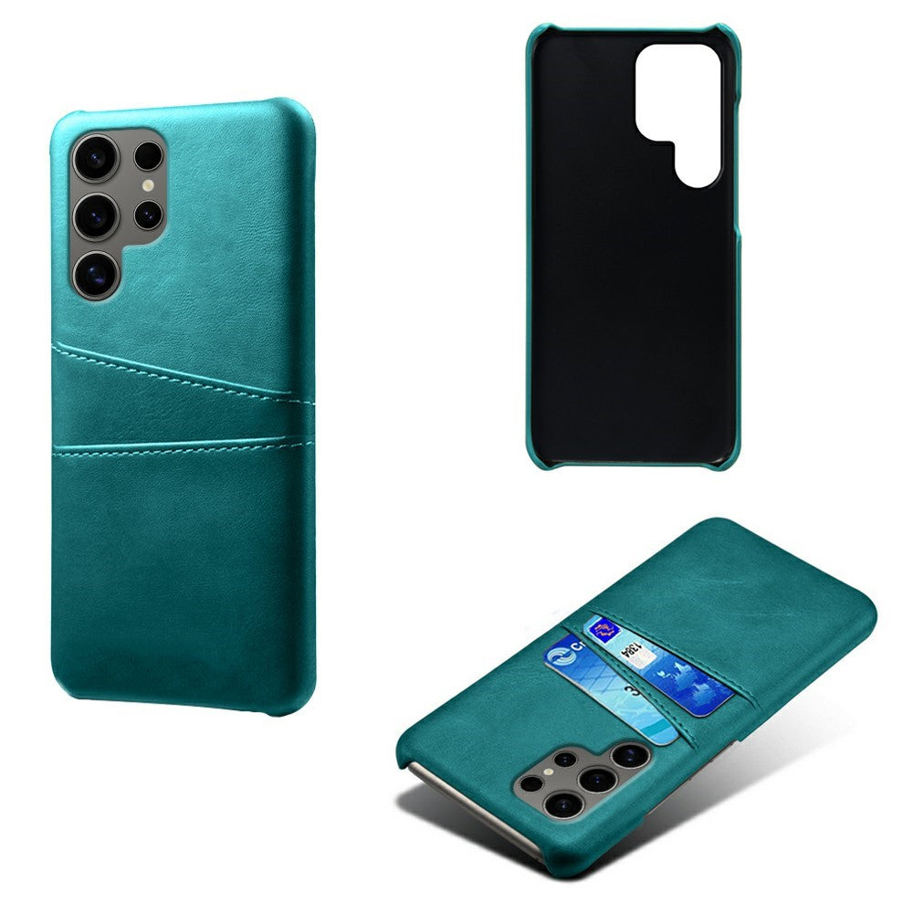 For Samsung Galaxy S25 Ultra Case Dual Card Slots PU Leather + Hard PC Phone Cover