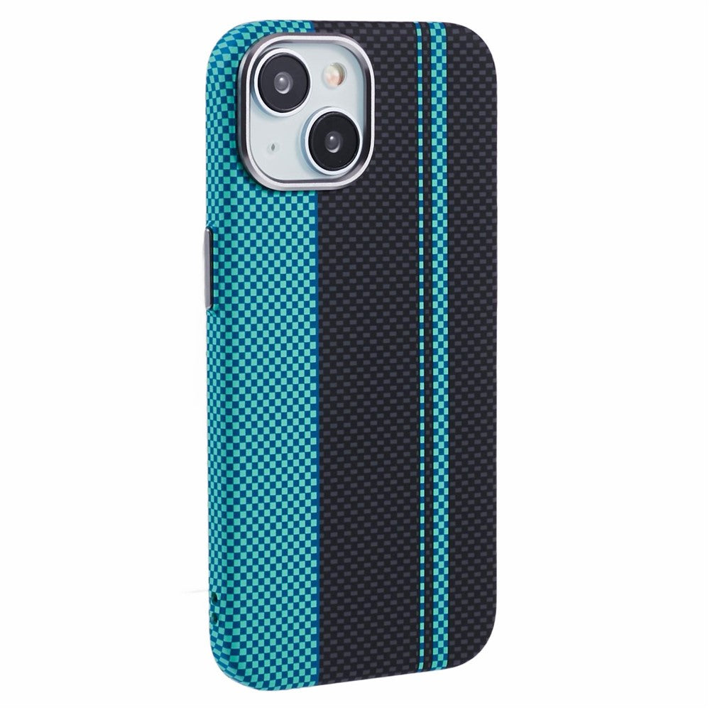 For iPhone 15 Case Compatible with MagSafe Carbon Fiber Texture Water-Transfer PC Phone Cover