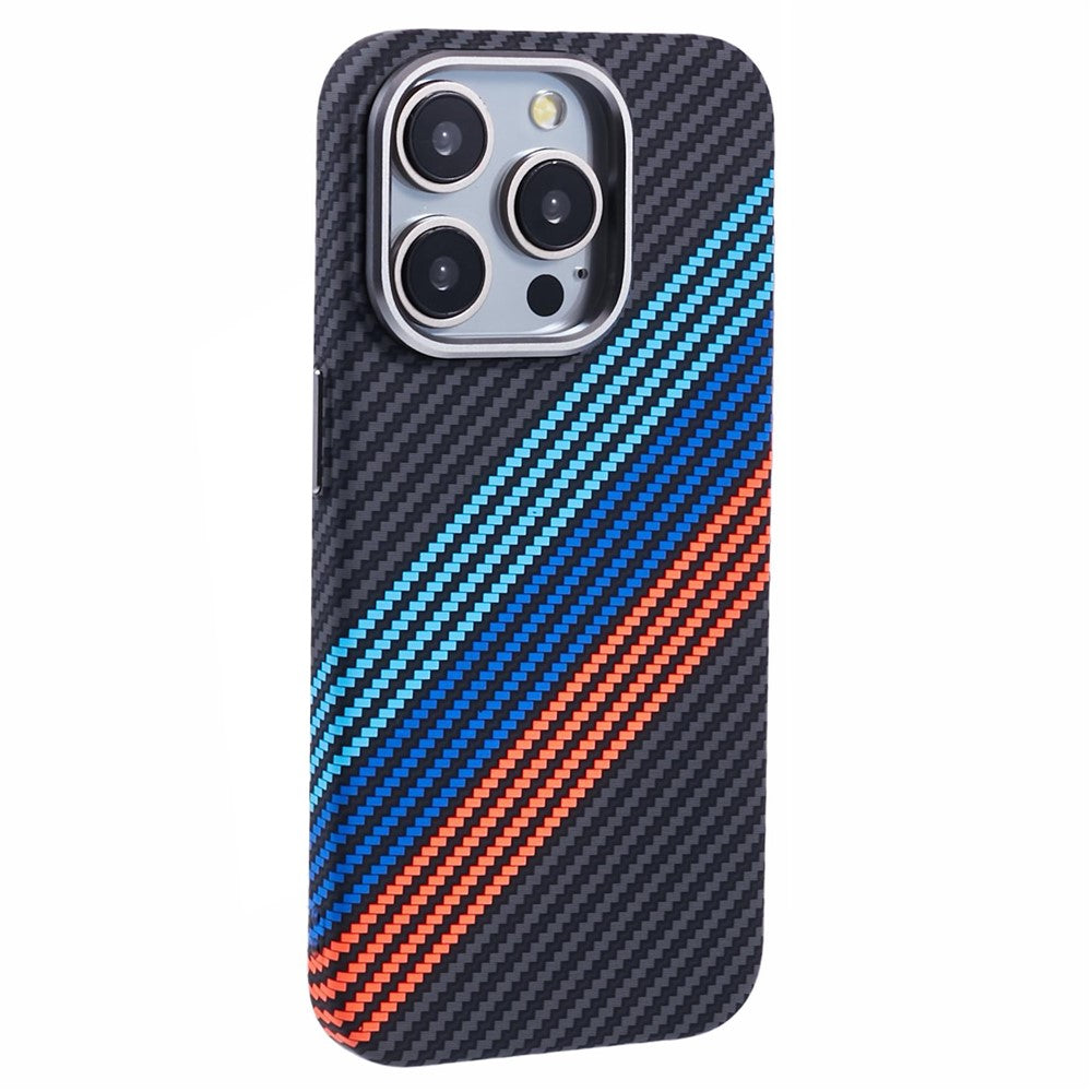 For iPhone 15 Pro Case Compatible with MagSafe Carbon Fiber Texture Water-Transfer PC Phone Cover