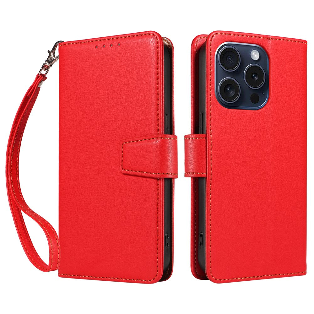 For iPhone 14 Pro Case RFID Blocking PU Leather Wallet Flip Phone Cover with Wrist Strap