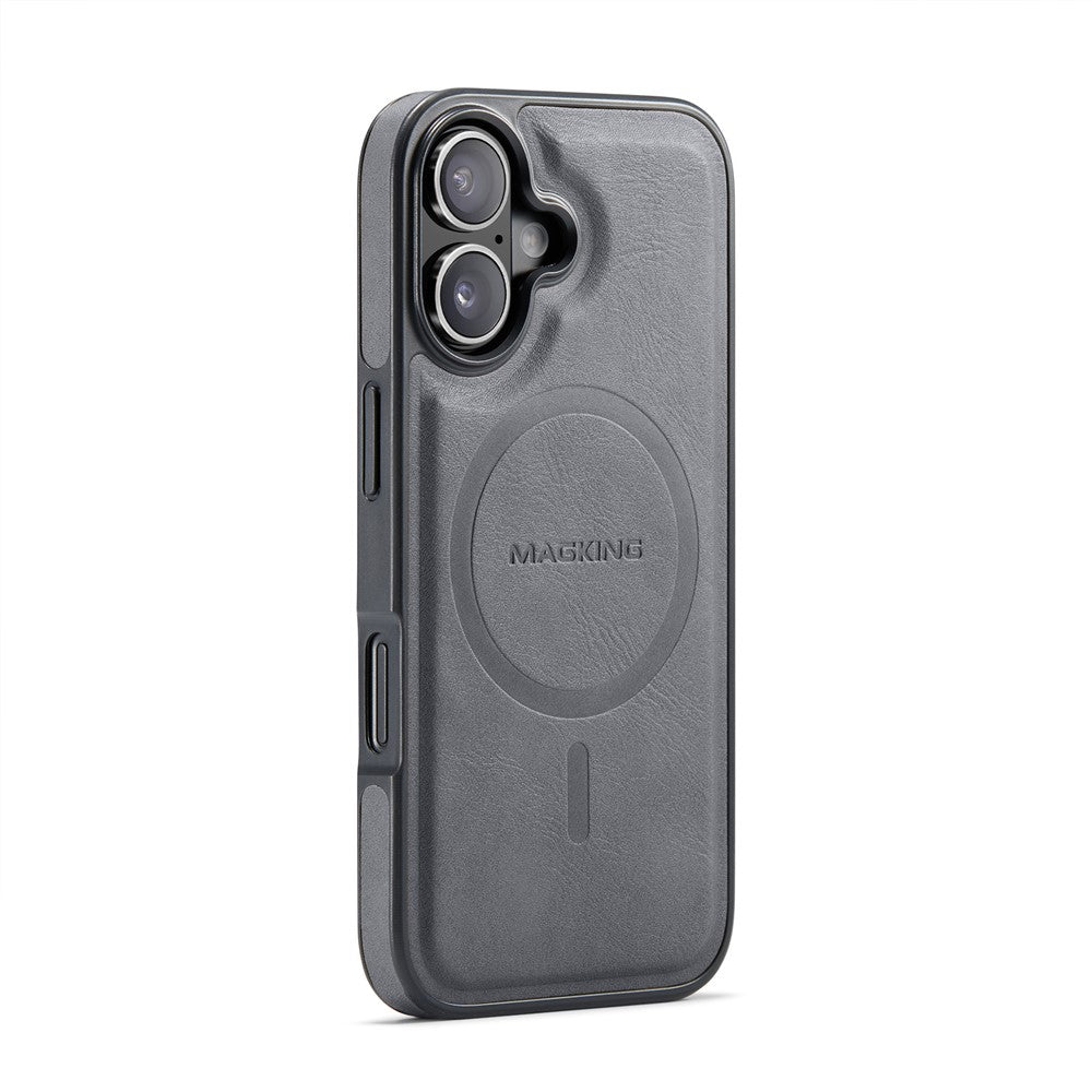 MAGKING K1 Series For iPhone 16 Magnetic Case PC+TPU+PU Leather Phone Cover