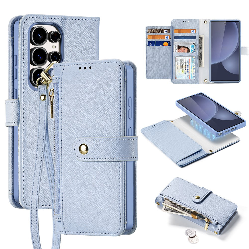 DUX DUCIS Lawa Series For Samsung Galaxy S25 Ultra Case Detachable Magnetic Cowhide Leather Cover Zipper Wallet