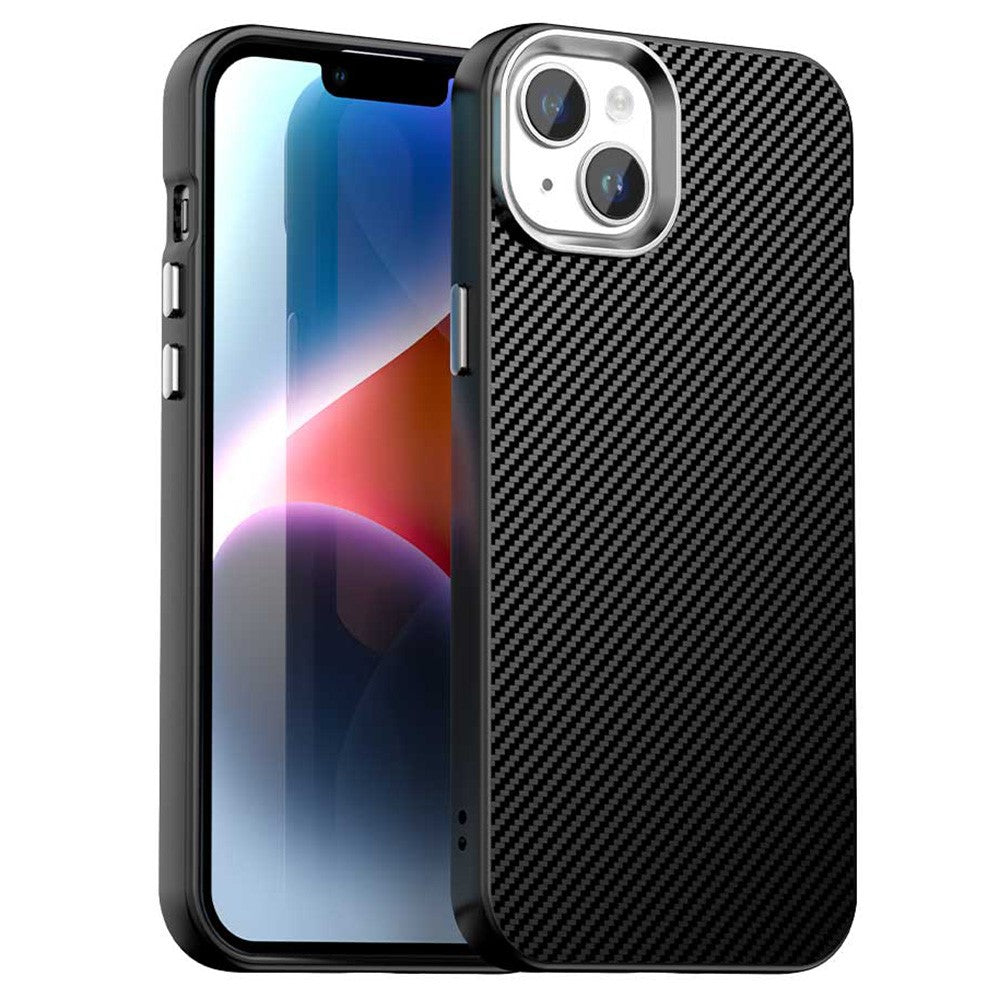 For iPhone 14 / 13 Case Cell Phone Hybrid Back Cover Carbon Fiber Texture