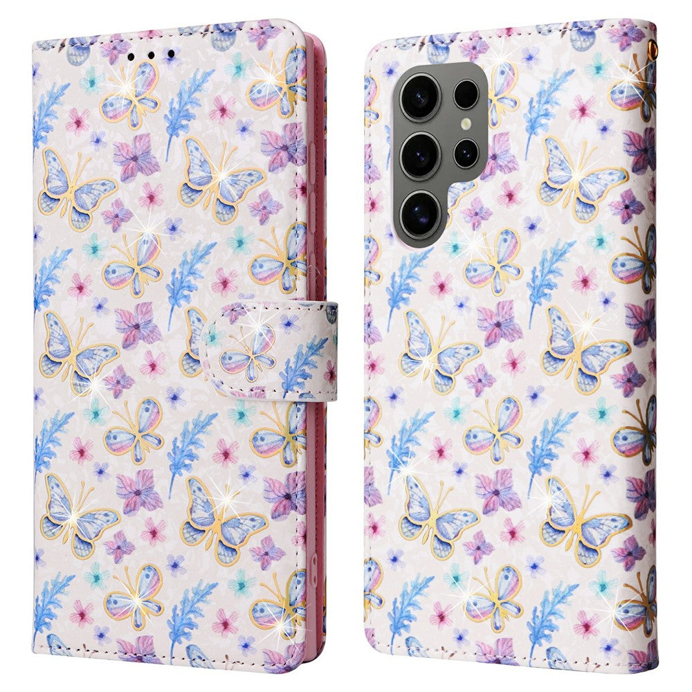 For Samsung Galaxy S25 Ultra Case RFID Blocking Flower Leather Phone Cover