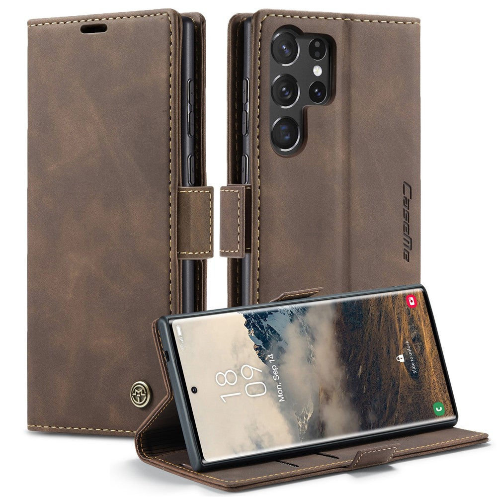 CASEME 013 Series For Samsung Galaxy S25 Ultra Case Card Holder Stand Leather Phone Cover