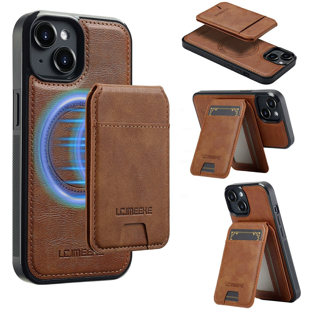 LC.IMEEKE L3 For iPhone 15 Magnetic Case Detachable Card Holder Leather+TPU Mobile Cover