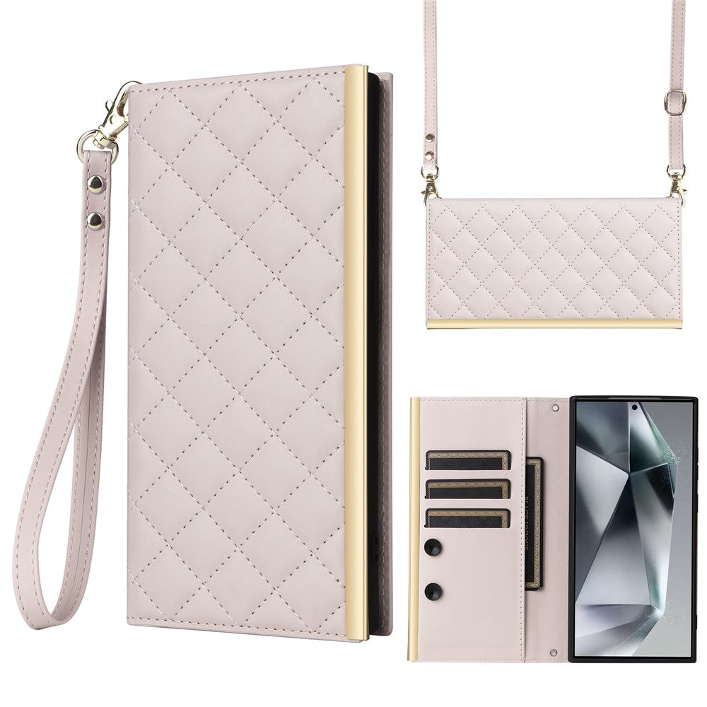 For Samsung Galaxy S25 Ultra Case Suction Cup PU Leather Wallet Phone Cover with Straps