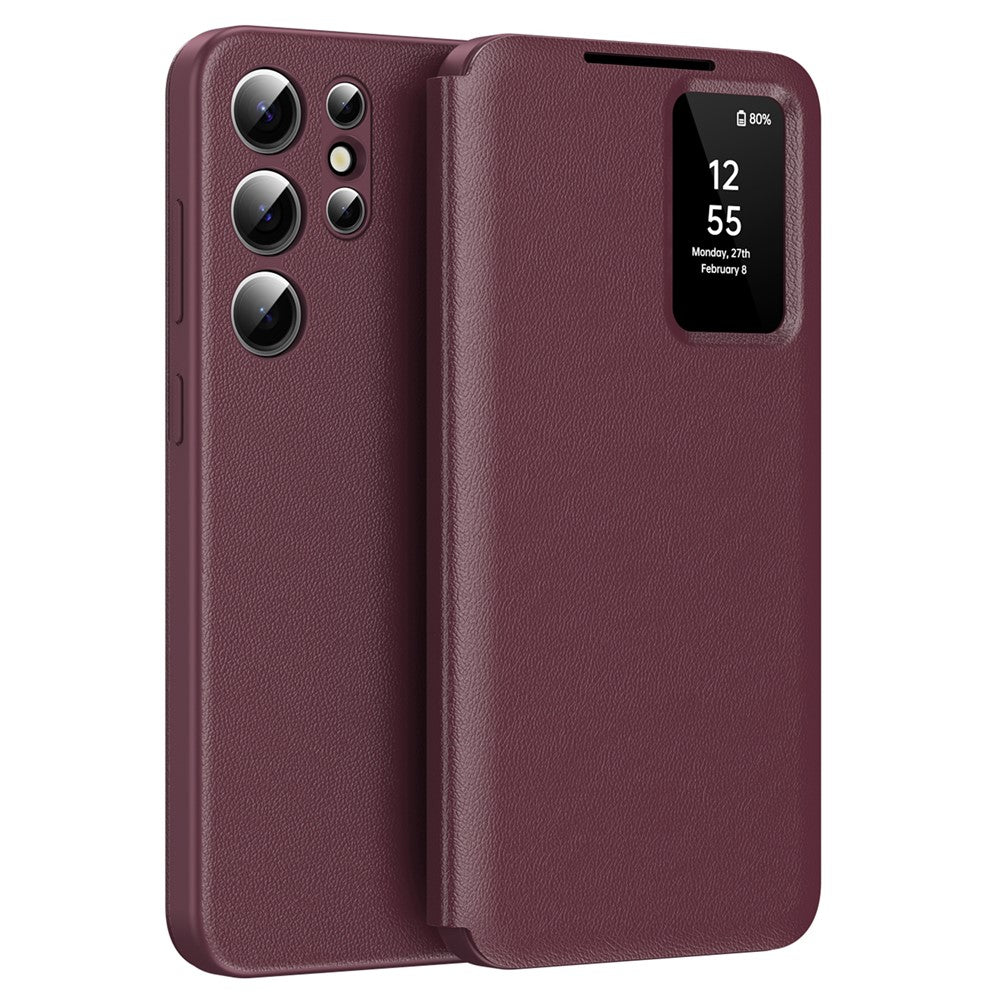 For Samsung Galaxy S25 Ultra Case with Card Holder Smart View Window PU Leather+PC+TPU Phone Cover