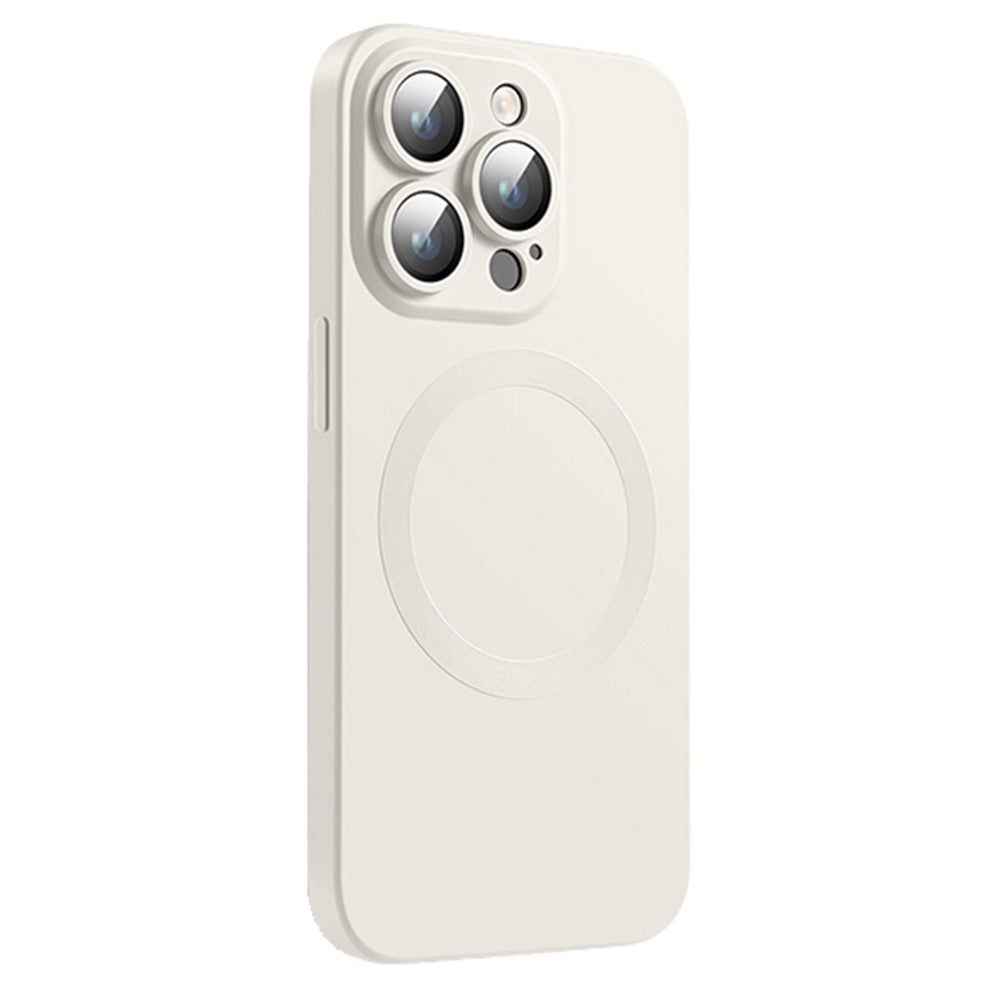 For iPhone 15 Pro Max Case Compatible with MagSafe Liquid Silicone Phone Cover with Tempered Glass Lens Protector