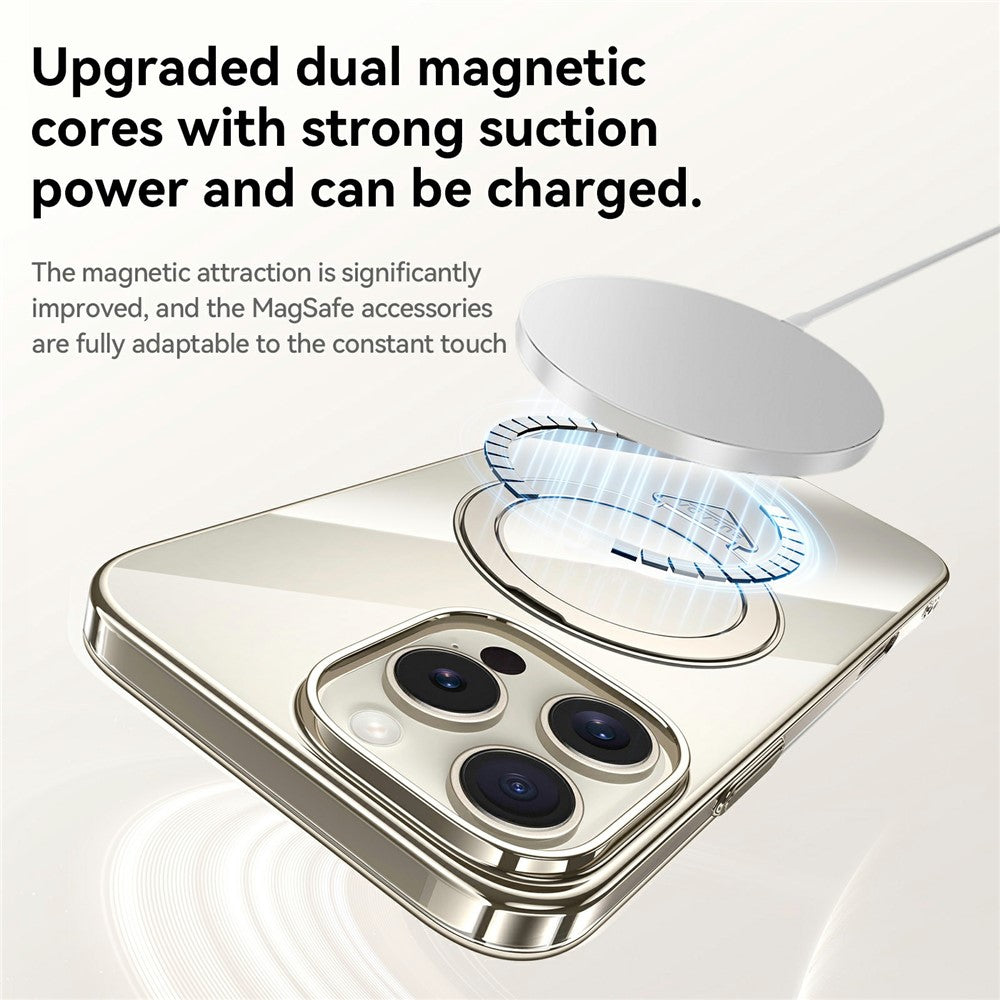 SULADA For iPhone 15 Pro Max Case Compatible with MagSafe Kickstand Clear PC Phone Cover