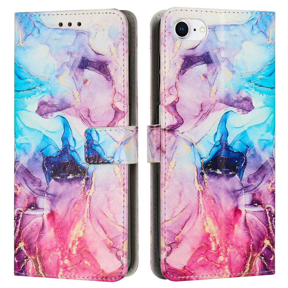 For iPhone 17e / 16e Stand Case Marble Pattern PU Leather Wallet Phone Cover
