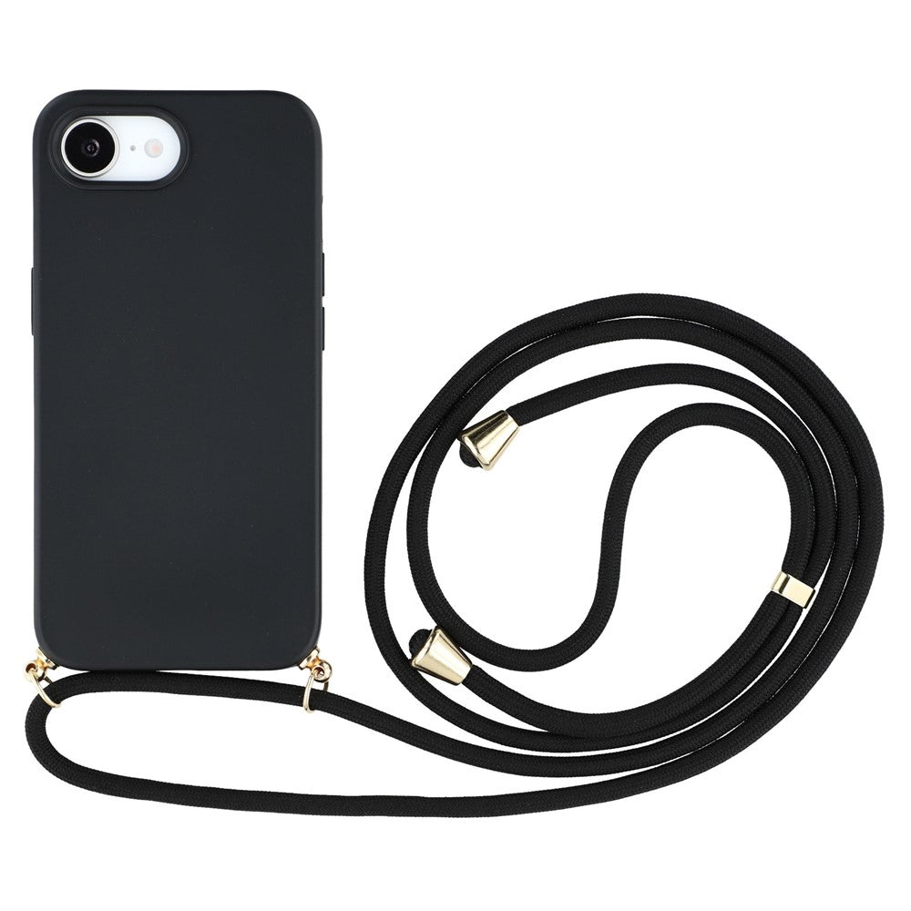 For iPhone 17e / 16e Case Biodegradable Wheat Straw + TPU Phone Cover with Long Lanyard