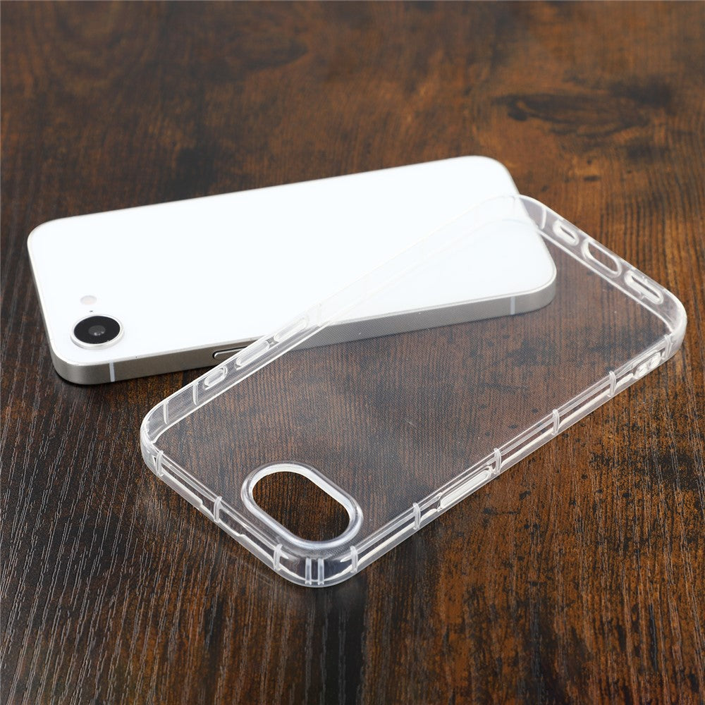 For iPhone 17e / 16e Phone Case Transparent TPU Cover Airbag Protection (Big Rear Lens Hole)