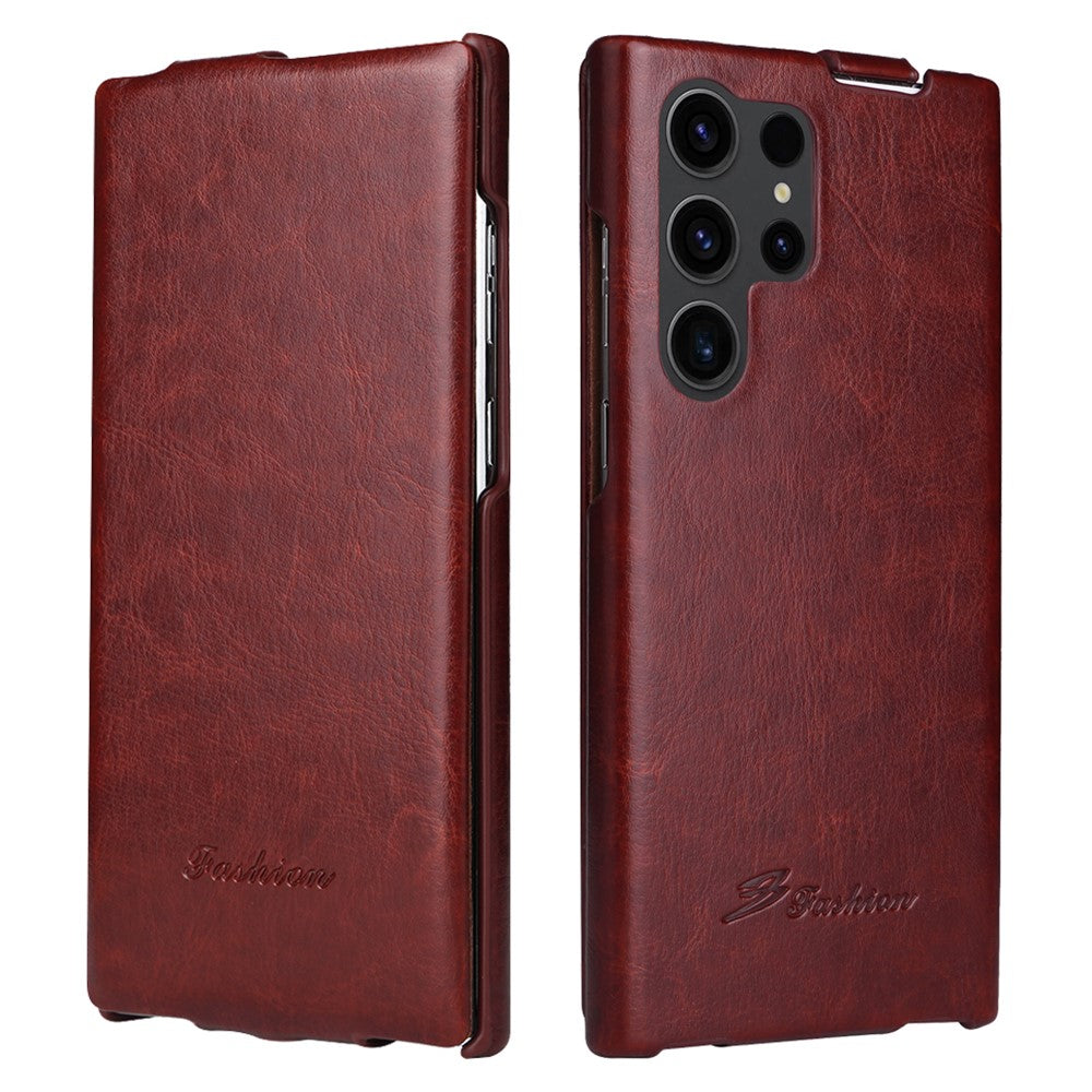For Samsung Galaxy S25 Ultra Case Vertical Flip PU Leather + PC Phone Cover