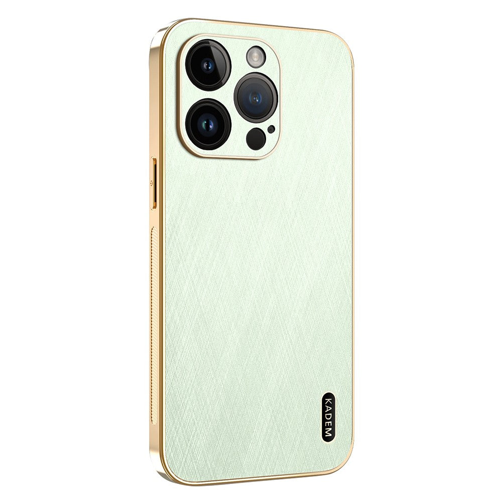KADEM For iPhone 14 Pro Case Electroplating Silk Texture PU + TPU Phone Back Cover