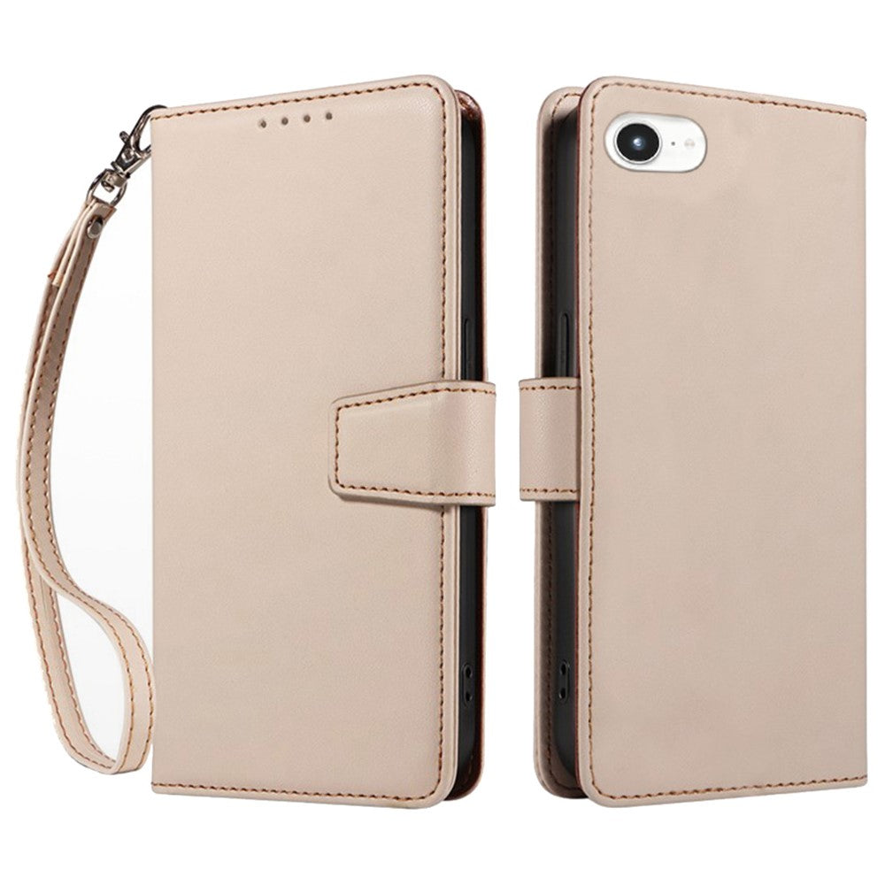 For iPhone 17e / 16e Case RFID Blocking Leather Wallet Flip Phone Cover with Wrist Strap