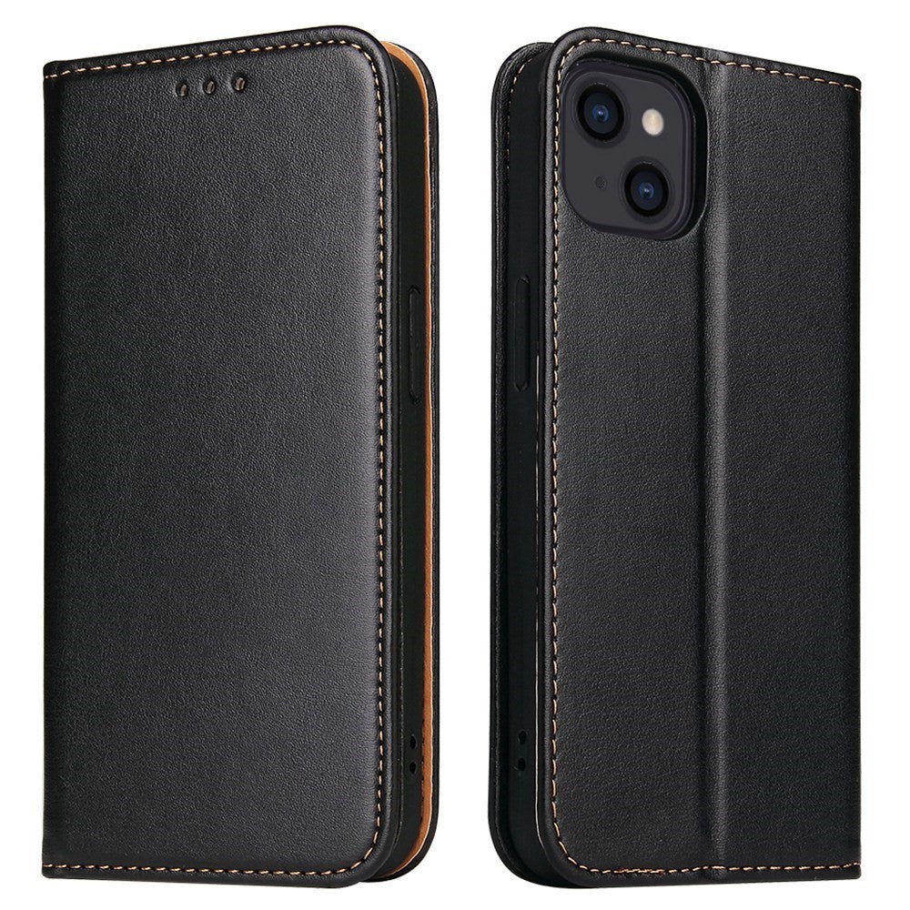 FIERRE SHANN Drop-proof Phone Cover for iPhone 14, Auto-absorbed Magnetic Closure PU Leather Phone Wallet Case