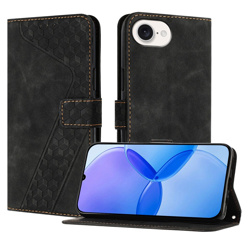 For iPhone 17e / 16e Leather Case 7-Shaped Pattern Wallet Stand Shockproof Phone Cover