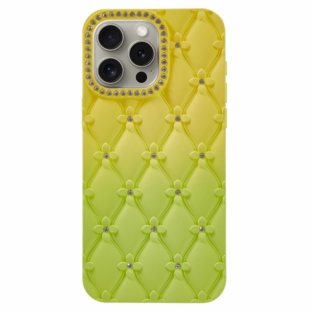 For iPhone 15 Pro Case Rhinestone Decor Rubberized TPU Phone Cover