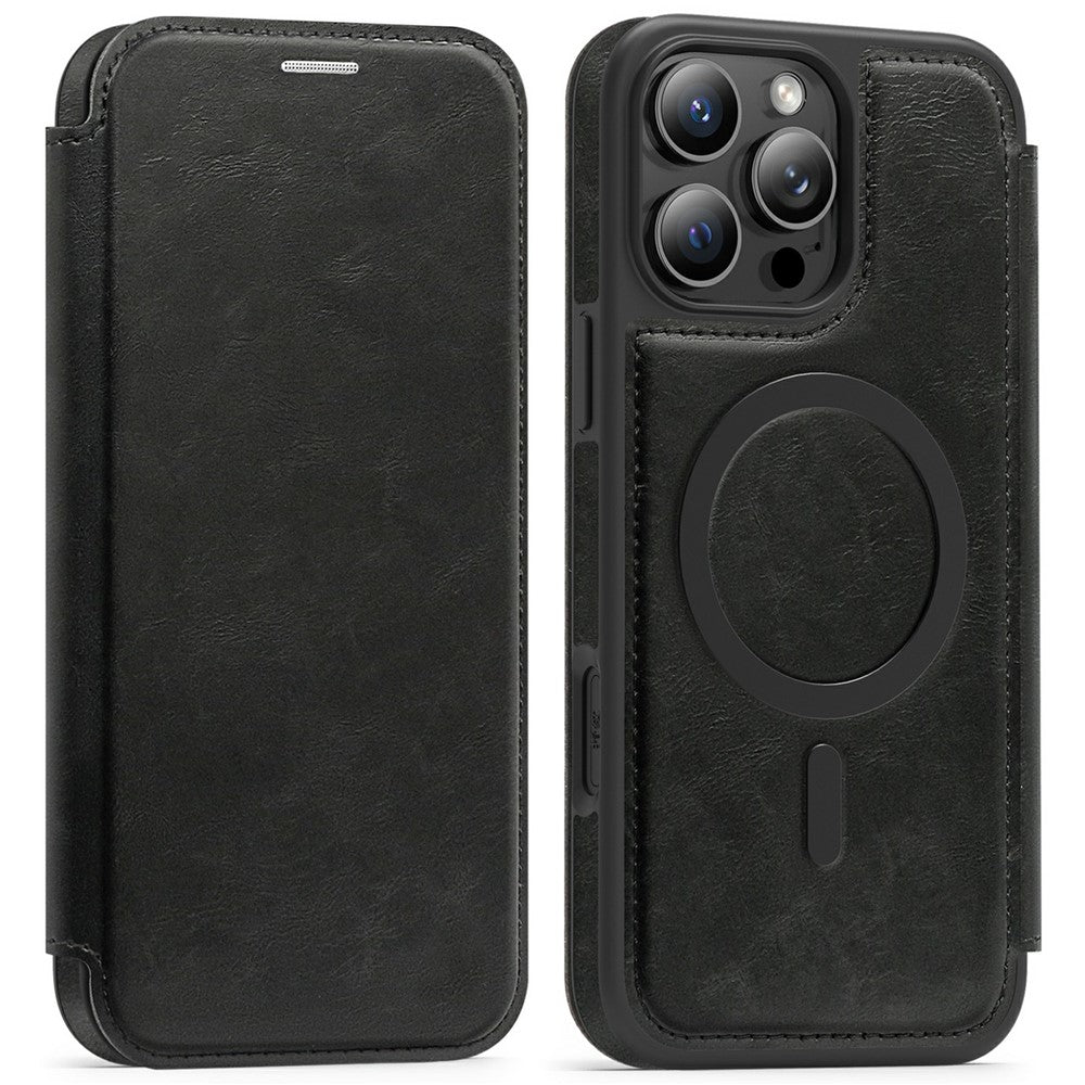 For iPhone 16 Pro Max Leather Case Compatible with MagSafe RFID Blocking Card Holder Phone Cover
