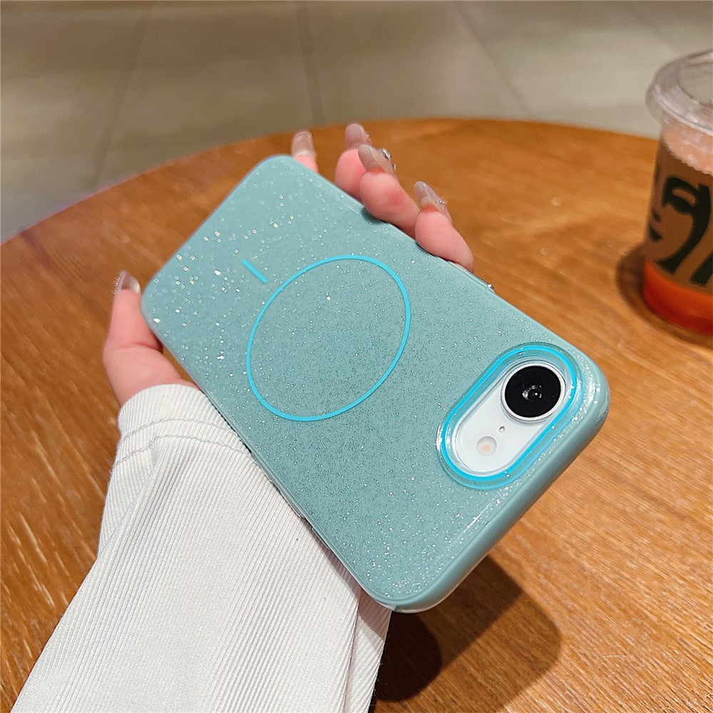 For iPhone 17e / 16e Case Compatible with MagSafe Glitter Design IMD TPU + PC Phone Back Cover