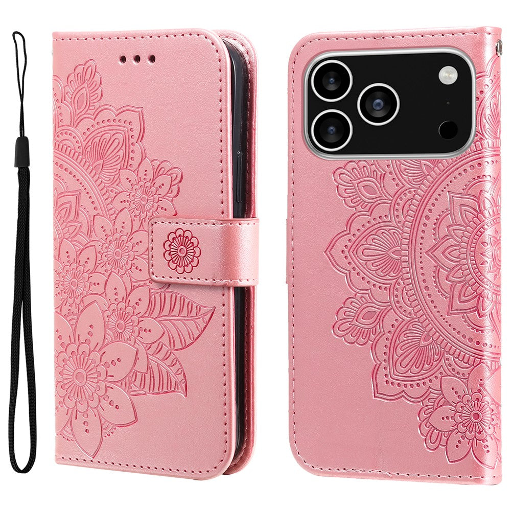 For iPhone 17 Pro Case Floral Pattern PU Leather Wallet Stand Phone Cover