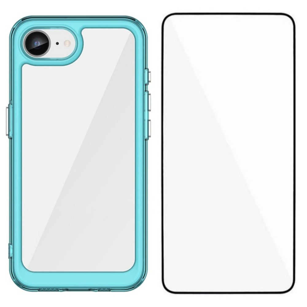 WANLONFENG For iPhone 17e / 16e Phone Case XC Series TPU Acrylic Cover with Tempered Glass (Big Lens Hole)