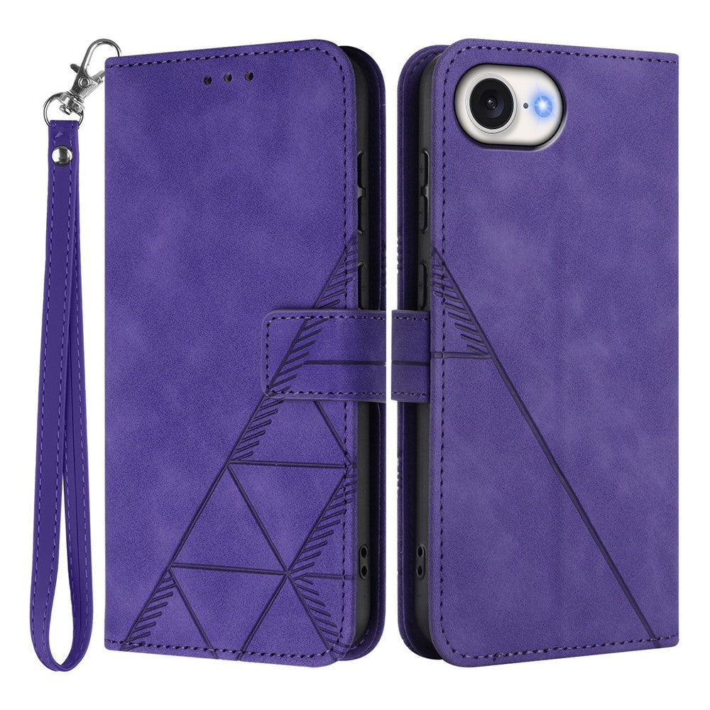For iPhone 17e / 16e Leather Case with Hand Strap Wallet Stand Phone Cover