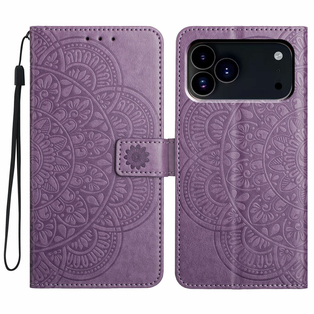 For iPhone 18 Pro / 17 Pro Leather Case with Card Slots Mandala Pattern Phone Cover Stand
