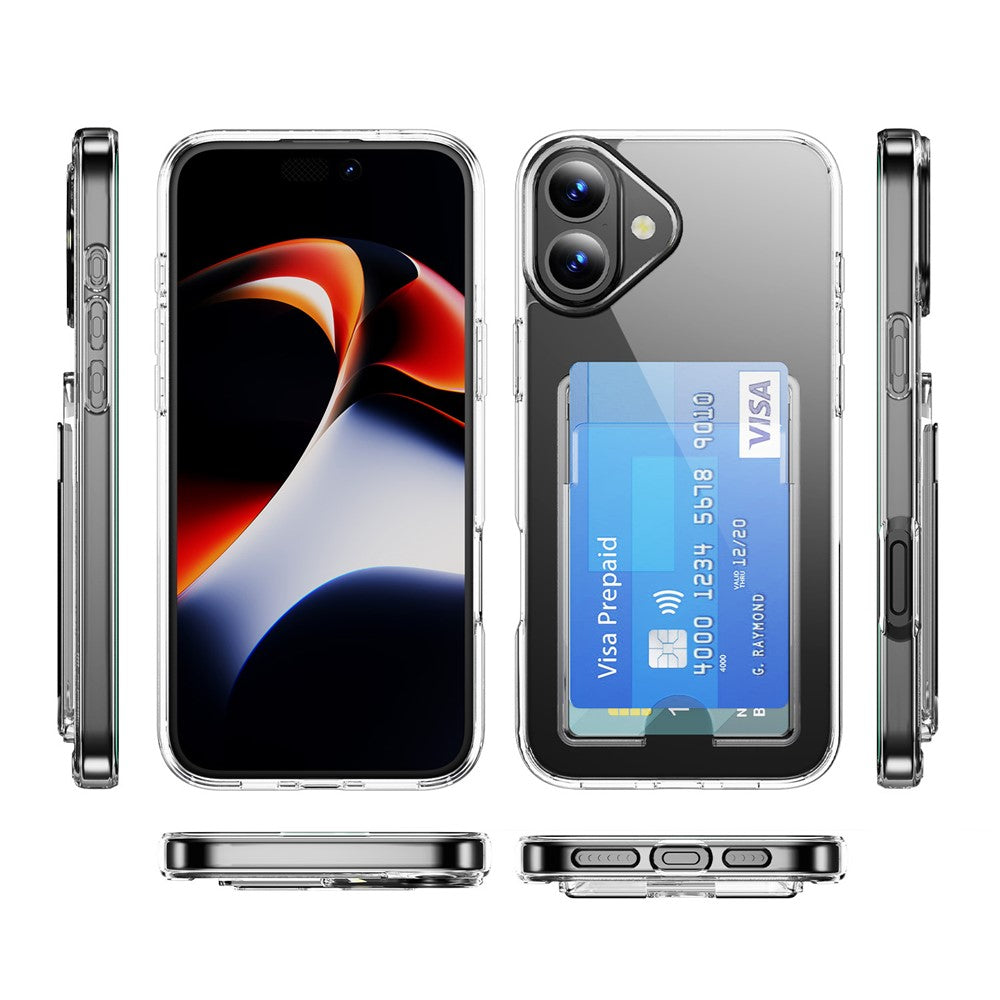 For iPhone 17 Clear Case TPU + PC + Acrylic Cell Phone Case with Card Holder