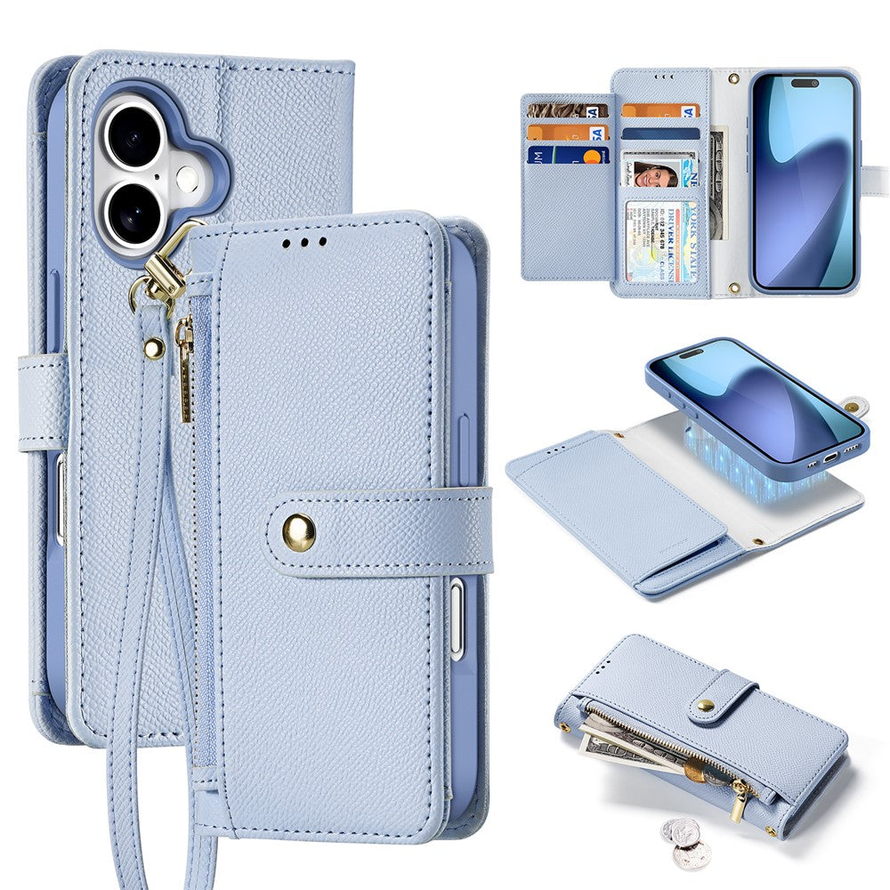DUX DUCIS For iPhone 17 Case Lawa Series Detachable Magnetic Cowhide Leather Cover Zipper Wallet