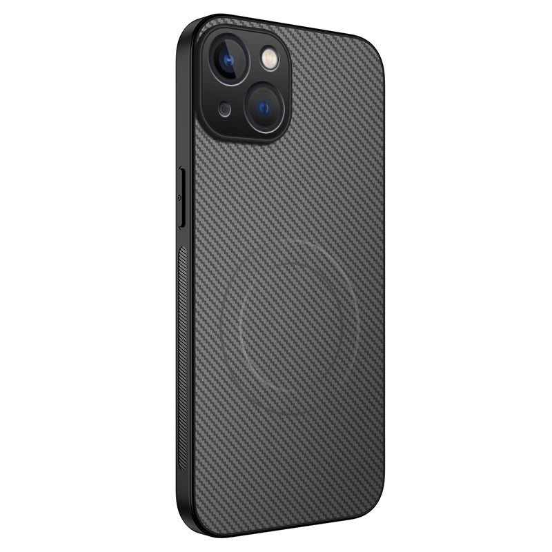 WANLONFENG For iPhone 15 Case Compatible with MagSafe TQ Series Carbon Fiber Texture PC TPU Phone Cover