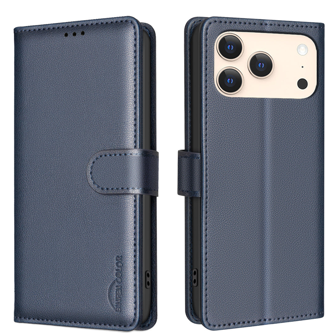 BINFEN COLOR For iPhone 17 Pro Max Leather Case BF32 Wallet RFID Blocking Phone Cover