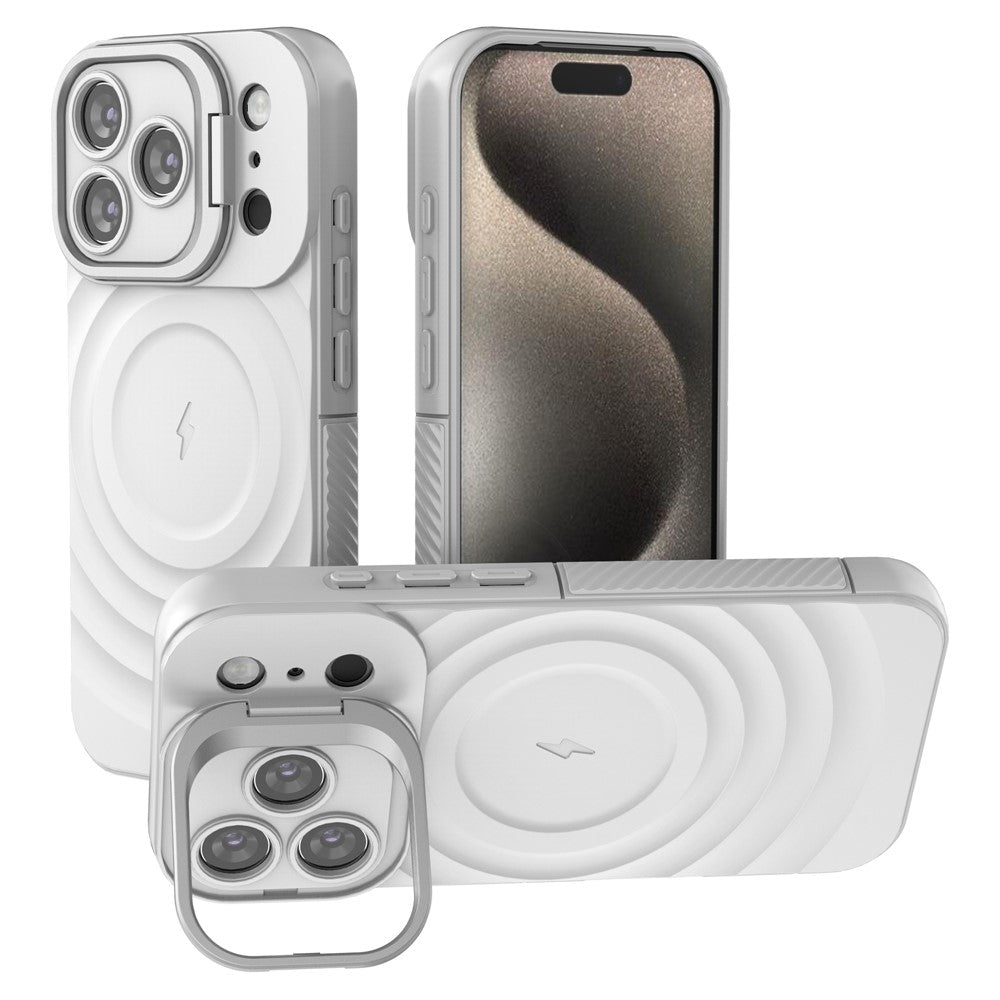 For iPhone 18 Pro / 17 Pro Case Compatible with MagSafe PC Kickstand Ripple Texture TPU Phone Cover
