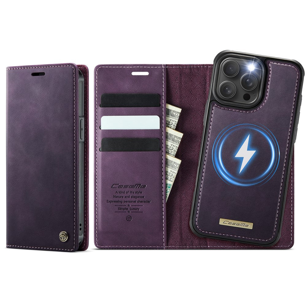 CASEME For iPhone 15 Pro Max Case C49 Compatible with MagSafe RFID Blocking Detachable Wallet Leather Phone Cover