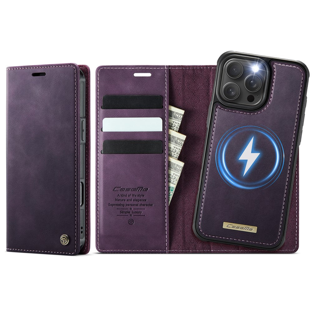 CASEME For iPhone 16 Pro Case C49 Compatible with MagSafe RFID Blocking Detachable Wallet Leather Phone Cover