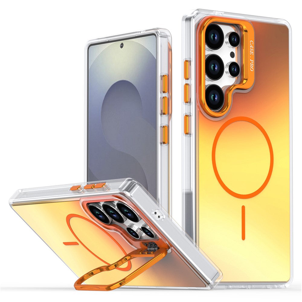 For Samsung Galaxy S25 Ultra Magnetic Case TPU + Acrylic Gradient Phone Cover with Kickstand