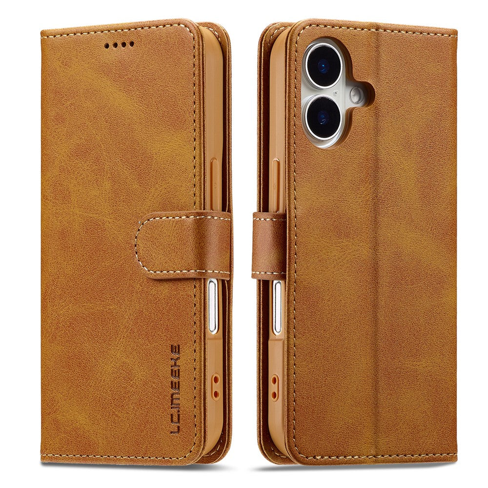 LC.IMEEKE For iPhone 17 Case Calf Texture PU Leather Stand Wallet Phone Cover
