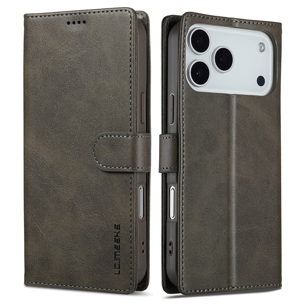 LC.IMEEKE For iPhone 17 Pro Max Case Calf Texture PU Leather Stand Wallet Phone Cover