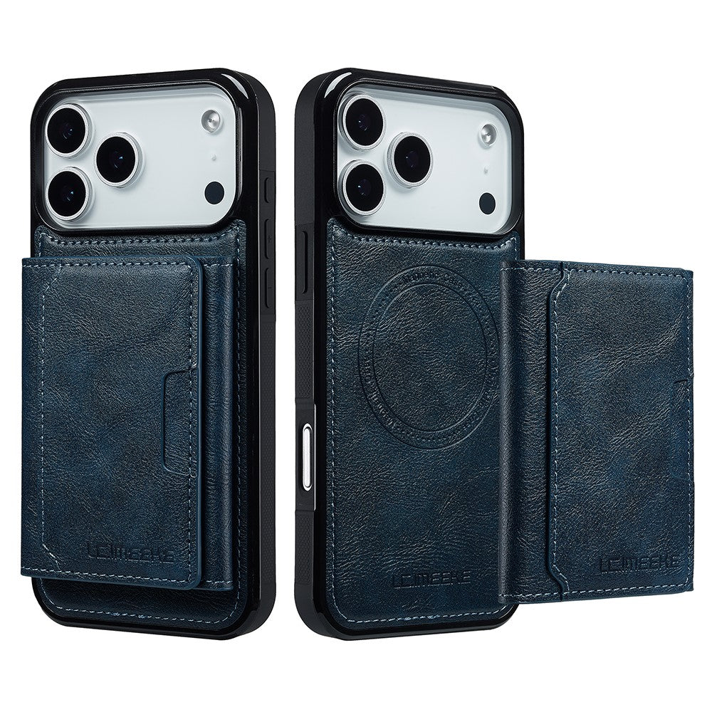LC.IMEEKE L5 For iPhone 17 Pro Magnetic Phone Case Leather Back Cover with Detachable Card Holder